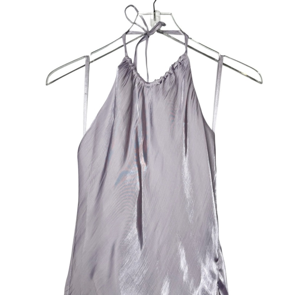 House of Harlow 1960 Lavender Satin Halter Maxi Dress M Lilac Slip Wedding Guest - Picture 4 of 11